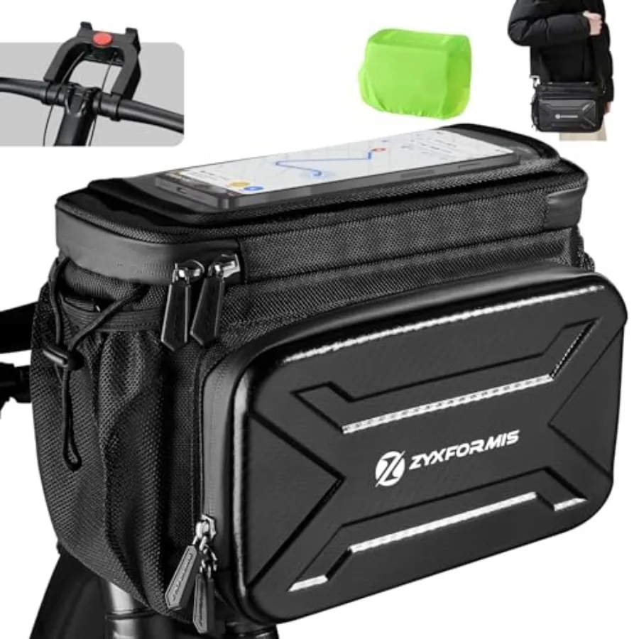 Bike Handlebar Bag with Touch Screen Phone Holder 6L Large Water Resistant Bike Basket Front Bag with Handlebar Adapter Reflect
Bike Handlebar Bag with Touch Screen Phone Holder 6L Large Water Resistant Bike Basket Front Bag with Handlebar Adapter Reflect