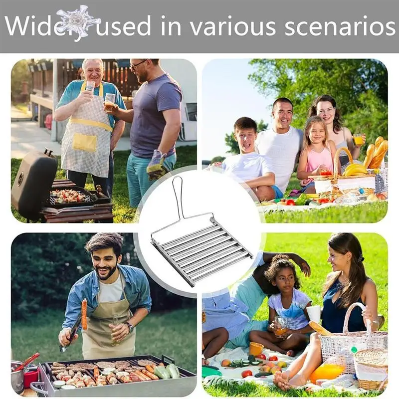 2Pcs BBQ Hot Dog Griller, BBQ Hot Dog Roller, Stainless Steel Towel Rack With Long Wooden Handle, Folding Towel Rack
2Pcs BBQ Hot Dog Griller, BBQ Hot Dog Roller, Stainless Steel Towel Rack With Long Wooden Handle, Folding Towel Rack
