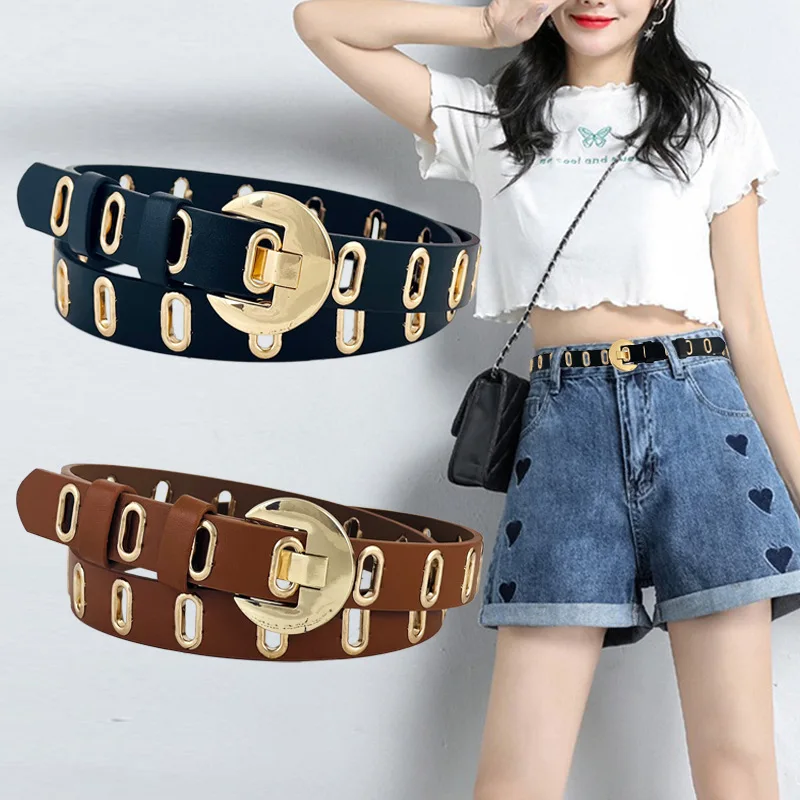Metal air eye belt women's belt korean style versatile fashion hollow decorative belt
Metal air eye belt women's belt korean style versatile fashion hollow decorative belt