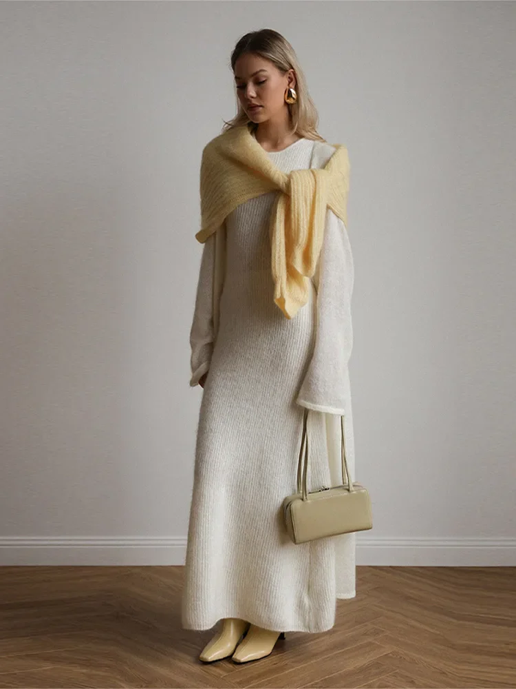 Весенний женский вязаный кардиган и платье без рукавов, комплект из двух предметов: однотонный кардиган из мохера и длинное облегающее платье с круглым вырезом
Весенний женский вязаный кардиган и платье без рукавов, комплект из двух предметов: однотонный кардиган из мохера и длинное облегающее платье с круглым вырезом