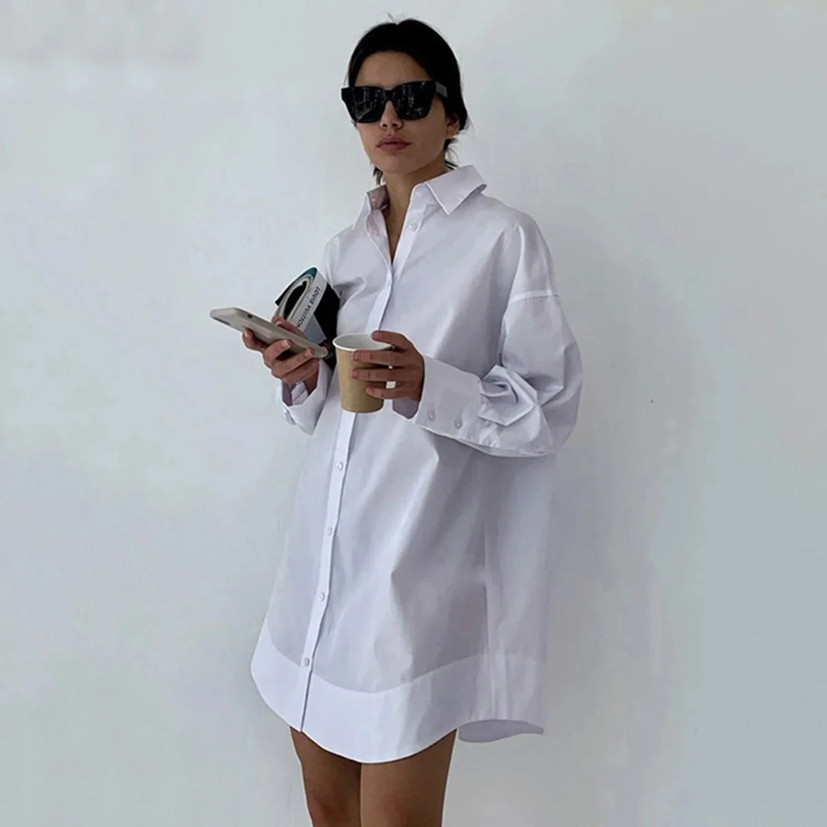Women Fashion Black White Color Lapel Shirt Short Dress 2024 Spring Autumn Long Sleeves Loose Casual Office Mini Dresses
Women Fashion Black White Color Lapel Shirt Short Dress 2024 Spring Autumn Long Sleeves Loose Casual Office Mini Dresses
