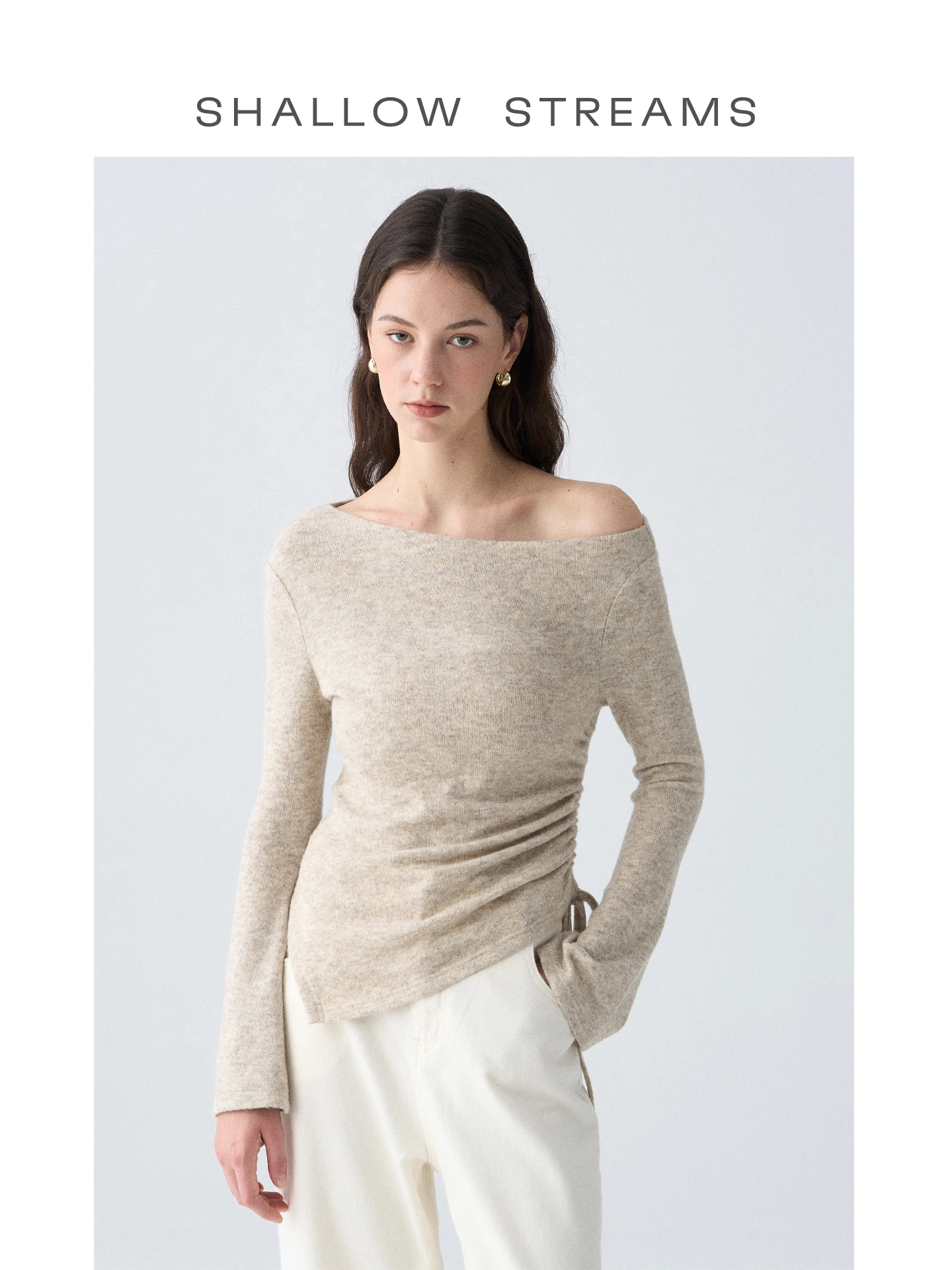 Elegant One-Shoulder Knitted Wool Sweater with Drawstring Side Design Long Sleeve Base Top Casual Style Slim Fit for Ladies
Elegant One-Shoulder Knitted Wool Sweater with Drawstring Side Design Long Sleeve Base Top Casual Style Slim Fit for Ladies