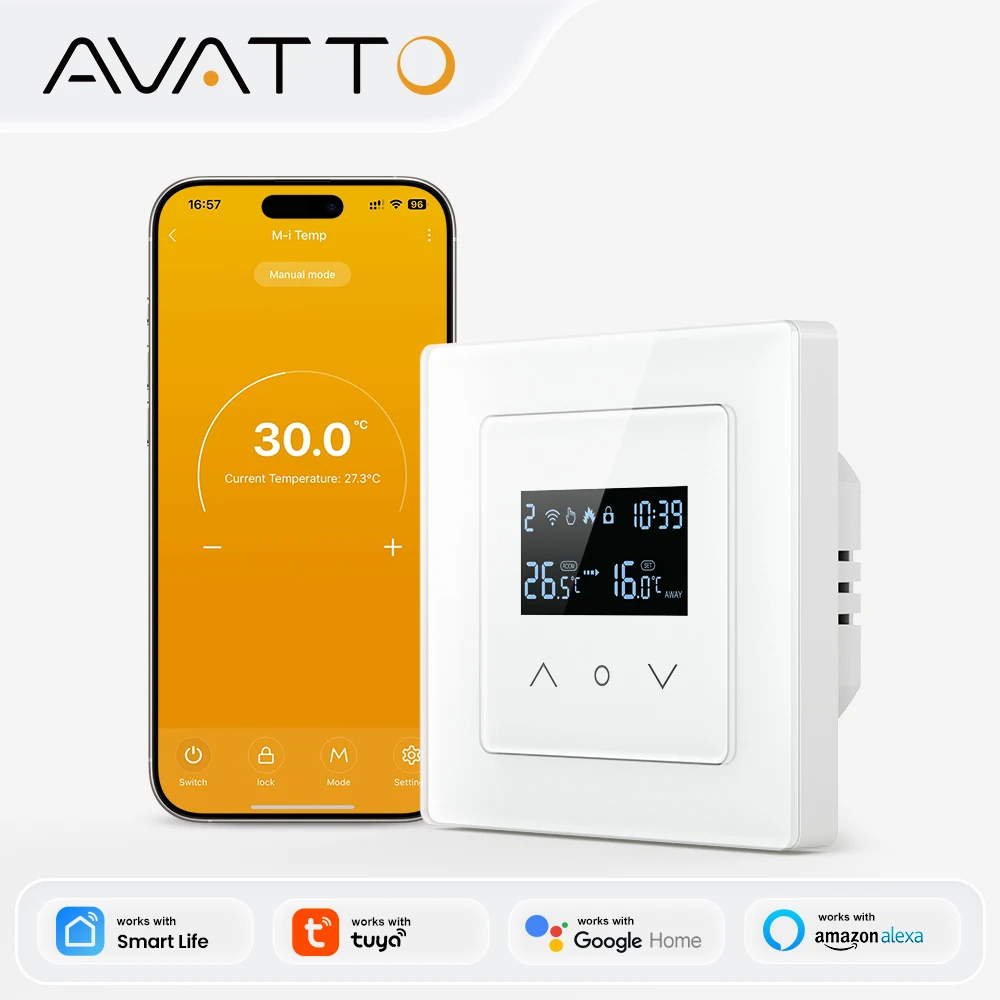 AVATTO Tuya Wi-Fi умный термостат контроллер вода электрический теплый пол с подогревом вода газовый котел поддержка Alexa, Google Home, Alice
AVATTO Tuya Wi-Fi умный термостат контроллер вода электрический теплый пол с подогревом вода газовый котел поддержка Alexa, Google Home, Alice