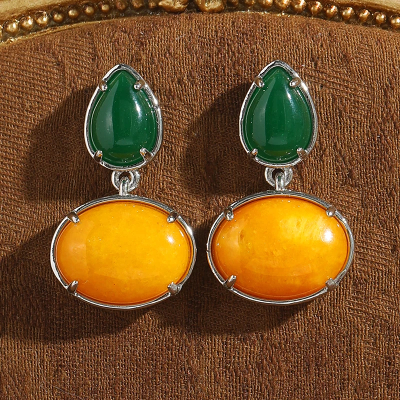 Vintage Yellow Oval Natural Stone Drop Earrings Glass Green Water Droplet Agate Pendant High Quality Luxury Quality Jewelry 2025
Vintage Yellow Oval Natural Stone Drop Earrings Glass Green Water Droplet Agate Pendant High Quality Luxury Quality Jewelry 2025