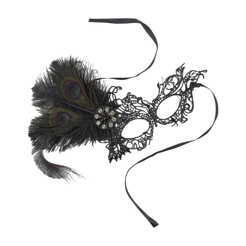 Нежная кружевная маска с перьями и стразами для тематических вечеринок и костюмированных мероприятий 
Нежная кружевная маска с перьями и стразами для тематических вечеринок и костюмированных мероприятий