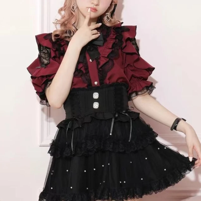 New Harajuku Spliced Off The Shoulder Lace Blouse Y2k Aesthetic Fashion Cosplay Temperament Buttons Shirts Vintage Japanese Tops
New Harajuku Spliced Off The Shoulder Lace Blouse Y2k Aesthetic Fashion Cosplay Temperament Buttons Shirts Vintage Japanese Tops