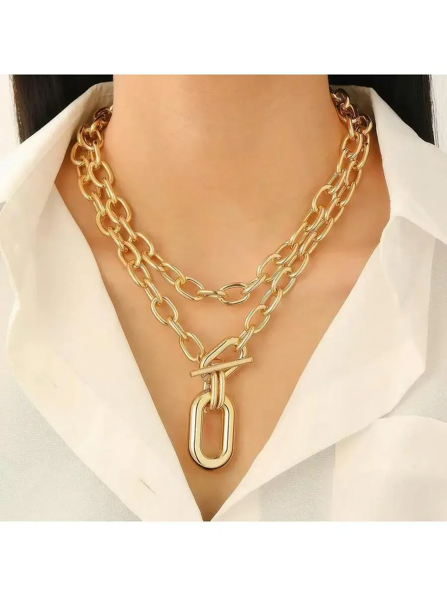 Chunky Layered Chain Necklace For Women Stylish Multi-Layer Metal Pendant Necklace
Chunky Layered Chain Necklace For Women Stylish Multi-Layer Metal Pendant Necklace