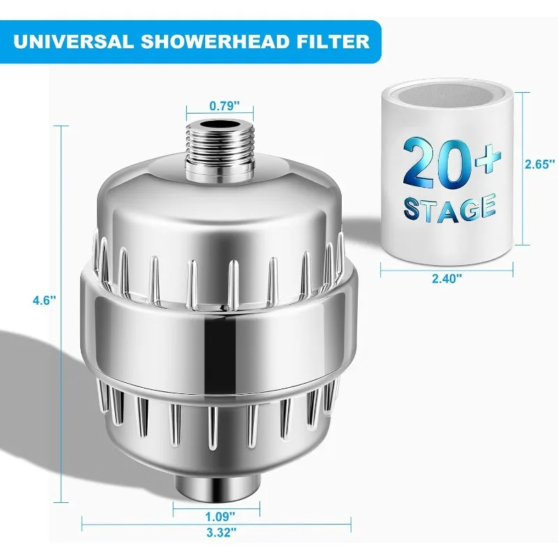 20 Stage Shower Filter, Powerful Shower Head Water Filter for Hard Water, Showerhead Filters to Remove Chlorine Toxic Chemical
20 Stage Shower Filter, Powerful Shower Head Water Filter for Hard Water, Showerhead Filters to Remove Chlorine Toxic Chemical