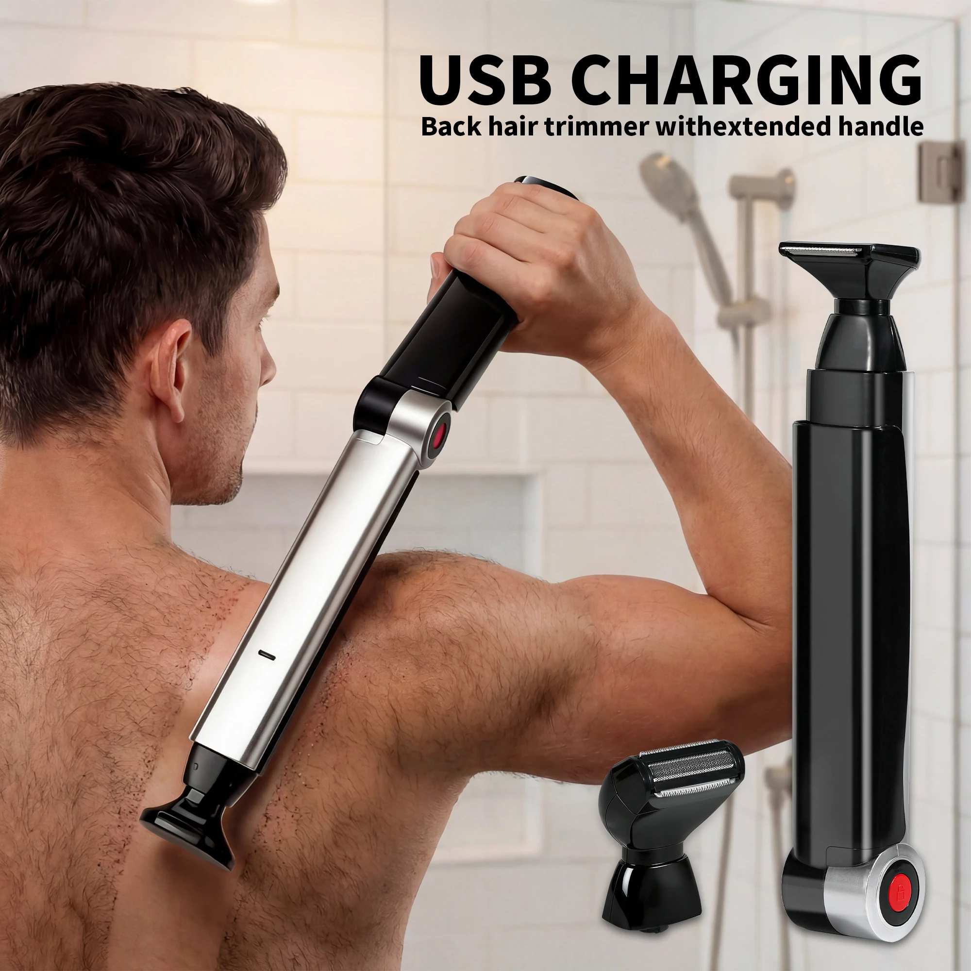 Electric Back Shaver 2 In 1 Facial Hair Trimmer Razor Rechargeable Foldable Handle Back Hair Removal Men Body Groomer
Electric Back Shaver 2 In 1 Facial Hair Trimmer Razor Rechargeable Foldable Handle Back Hair Removal Men Body Groomer
