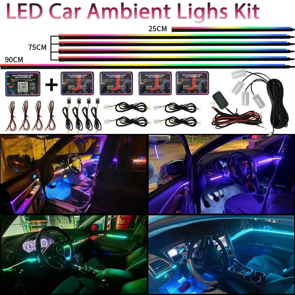 LED Symphony Car Interior Ambient Lights 18 in 1 Full Color Streamer RGB Auto Decoration Atmosphere Neon Lamp Music APP Control
LED Symphony Car Interior Ambient Lights 18 in 1 Full Color Streamer RGB Auto Decoration Atmosphere Neon Lamp Music APP Control