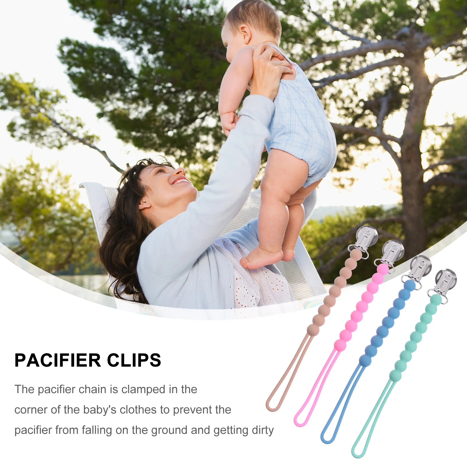 4pcs Silicone Pacifier Clips Bright Color Durable Skin-Friendly Anti-Loss Chain Baby Teether Chain Clip Compatible With All
4pcs Silicone Pacifier Clips Bright Color Durable Skin-Friendly Anti-Loss Chain Baby Teether Chain Clip Compatible With All