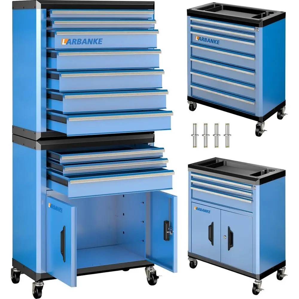 10-Drawer Rolling Tool Chest with Locks, Swivel Casters, and Adjustable Shelves for Versatile Storage
10-Drawer Rolling Tool Chest with Locks, Swivel Casters, and Adjustable Shelves for Versatile Storage