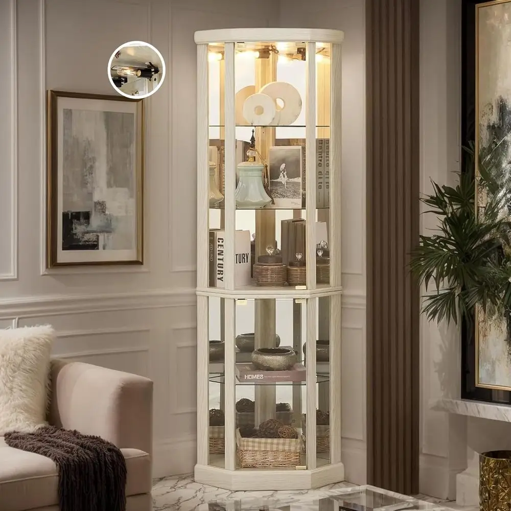 70 White Lighted Glass Curio Cabinet with 5 Adjustable Shelves, Ideal for Wine, Liquor, and Bar Storage
70 White Lighted Glass Curio Cabinet with 5 Adjustable Shelves, Ideal for Wine, Liquor, and Bar Storage