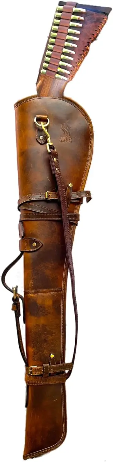 33 Inch Leather Rifle Case - Waxed Full Grain Leather Shotgun Scabbard for Hunting, Adjustable Shoulder Strap, Handmade
33 Inch Leather Rifle Case - Waxed Full Grain Leather Shotgun Scabbard for Hunting, Adjustable Shoulder Strap, Handmade