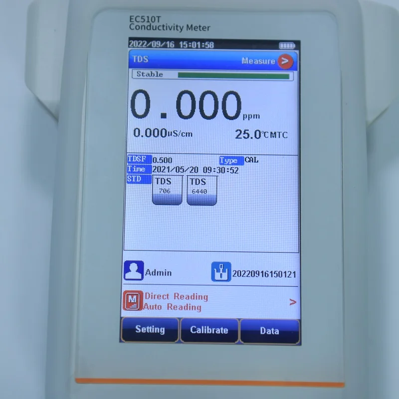 2026EC510T All-in-One Portable Conductivity EC TDS & Temperature Meter with 4.3" Color Touchscreen & 1000 Data Sets (GLP)
2026EC510T All-in-One Portable Conductivity EC TDS & Temperature Meter with 4.3" Color Touchscreen & 1000 Data Sets (GLP)