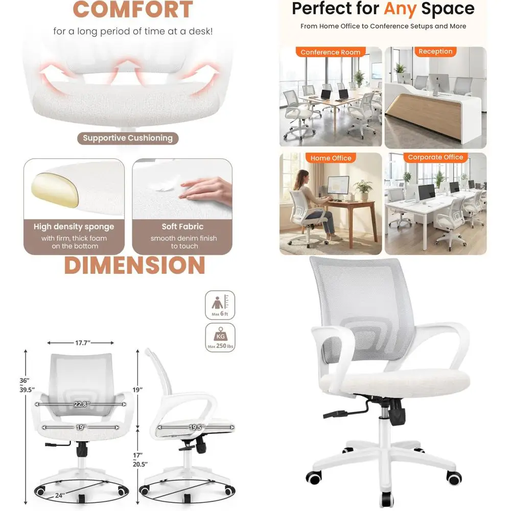 Эргономичное игровое кресло с сетчатой спинкой, регулировкой высоты, поясничной опорой и функцией вращения для домашнего офиса (цвет слоновой кости)
Эргономичное игровое кресло с сетчатой спинкой, регулировкой высоты, поясничной опорой и функцией вращения для домашнего офиса (цвет слоновой кости)