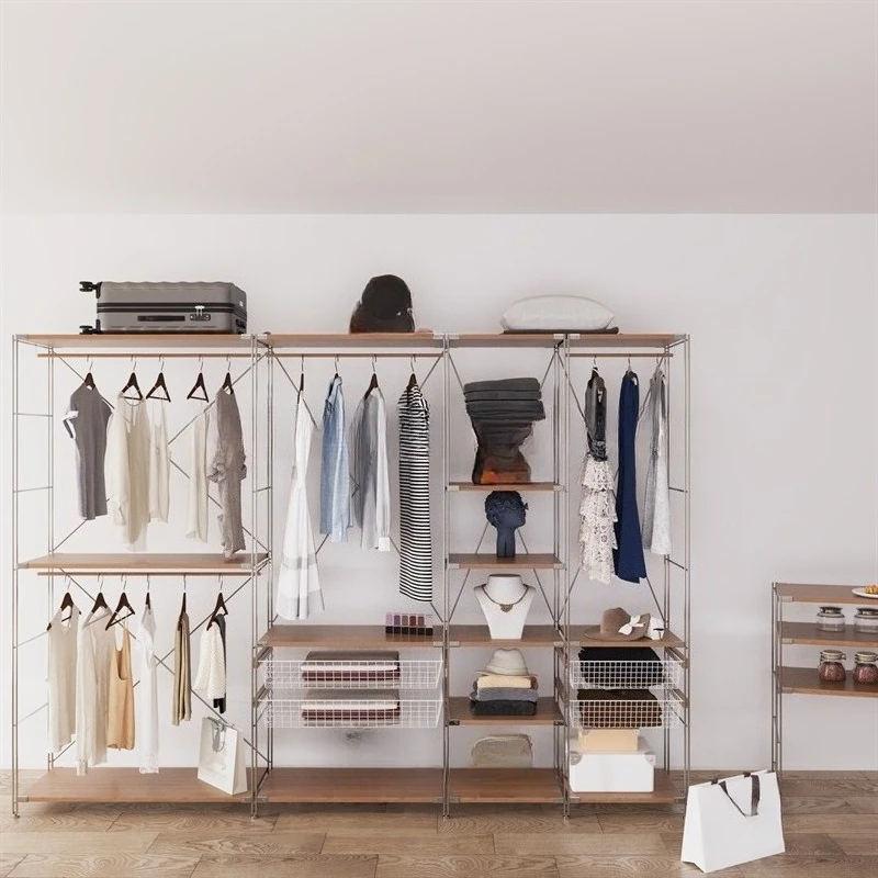 Simple wardrobe combination coat rack Bedroom floor hanger Storage room
Simple wardrobe combination coat rack Bedroom floor hanger Storage room