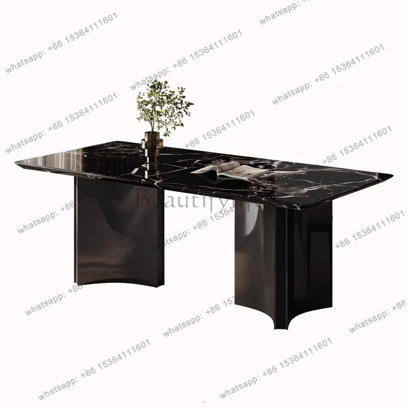 Imported natural black rose luxury stone dining table High-end Italian light luxury household rectangular marble dining table
Imported natural black rose luxury stone dining table High-end Italian light luxury household rectangular marble dining table