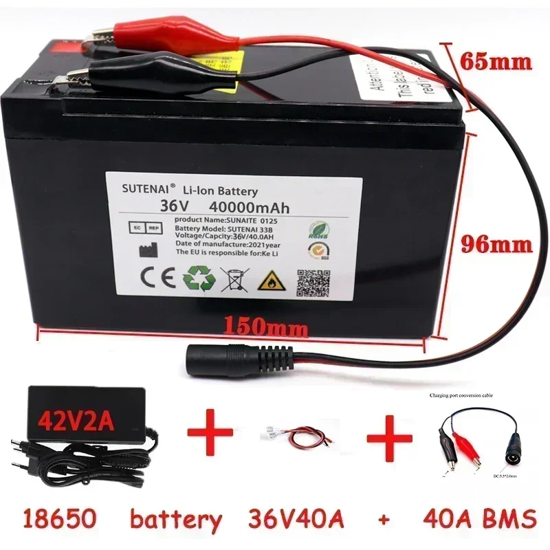 36V 40/50/60Ah 18650 Li-ion Battery Pack Electric Bicycle Moped /Electric/Lithium Ion Battery Pack+ 2A Charger
36V 40/50/60Ah 18650 Li-ion Battery Pack Electric Bicycle Moped /Electric/Lithium Ion Battery Pack+ 2A Charger