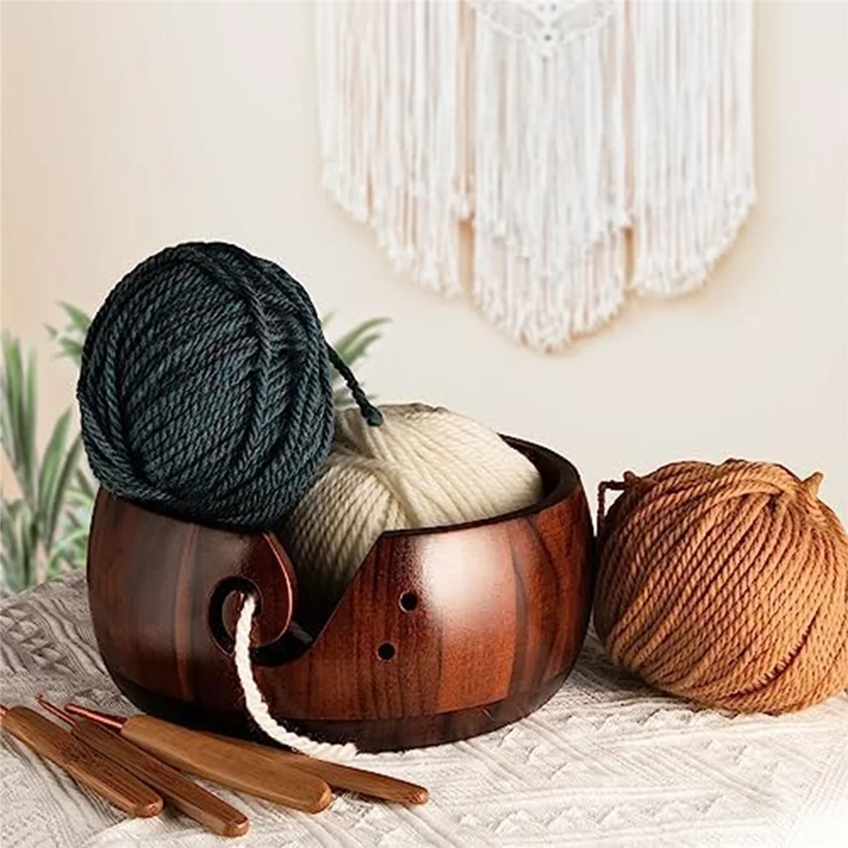A32P_Wooden Yarn Bowl Holder, Craft Knitting Bowl with 8Pcs Crochet Hooks,Yarn Holder Dispenser Yarn Storage Bowls
A32P_Wooden Yarn Bowl Holder, Craft Knitting Bowl with 8Pcs Crochet Hooks,Yarn Holder Dispenser Yarn Storage Bowls
