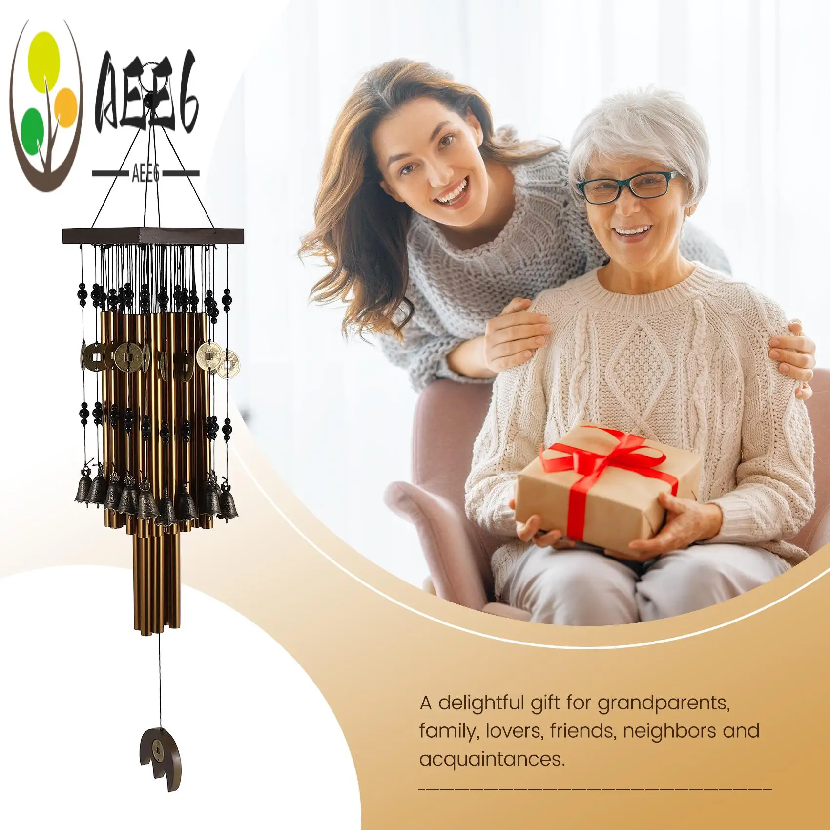 AEE6-Outdoor Indoor Metal Tube Wind Chime With Copper Bell Large Windchimes For Yard Patio Garden Terrace Decoration 80Cm
AEE6-Outdoor Indoor Metal Tube Wind Chime With Copper Bell Large Windchimes For Yard Patio Garden Terrace Decoration 80Cm