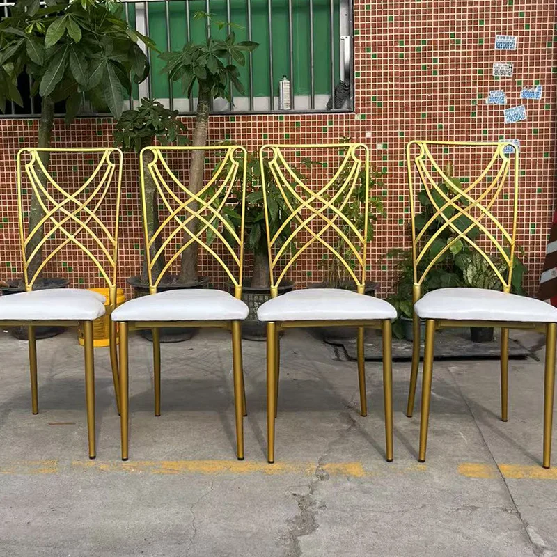 Hotel furniture gold skeleton back white soft bag seat
Hotel furniture gold skeleton back white soft bag seat