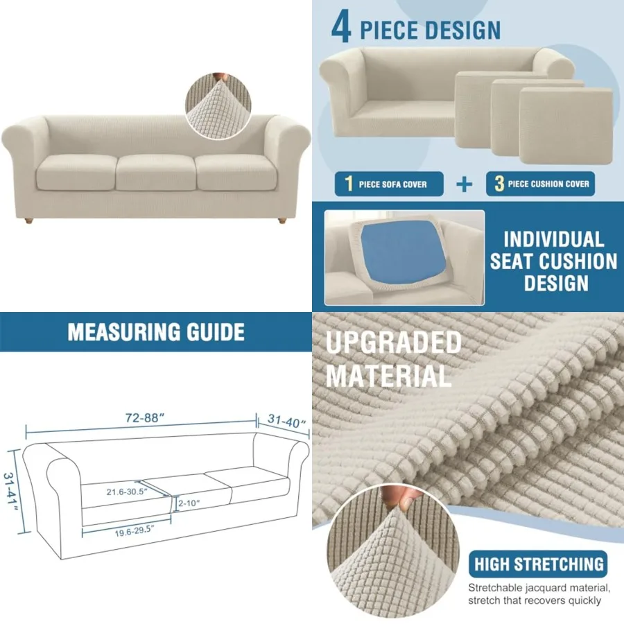4 Pcs Stretch Chesterfield 3 Cushion Couch Cover Mid Century Deep Seat Sofa Covers Base Cover Plus 3 Seat Cushion Covers Thicke
4 Pcs Stretch Chesterfield 3 Cushion Couch Cover Mid Century Deep Seat Sofa Covers Base Cover Plus 3 Seat Cushion Covers Thicke