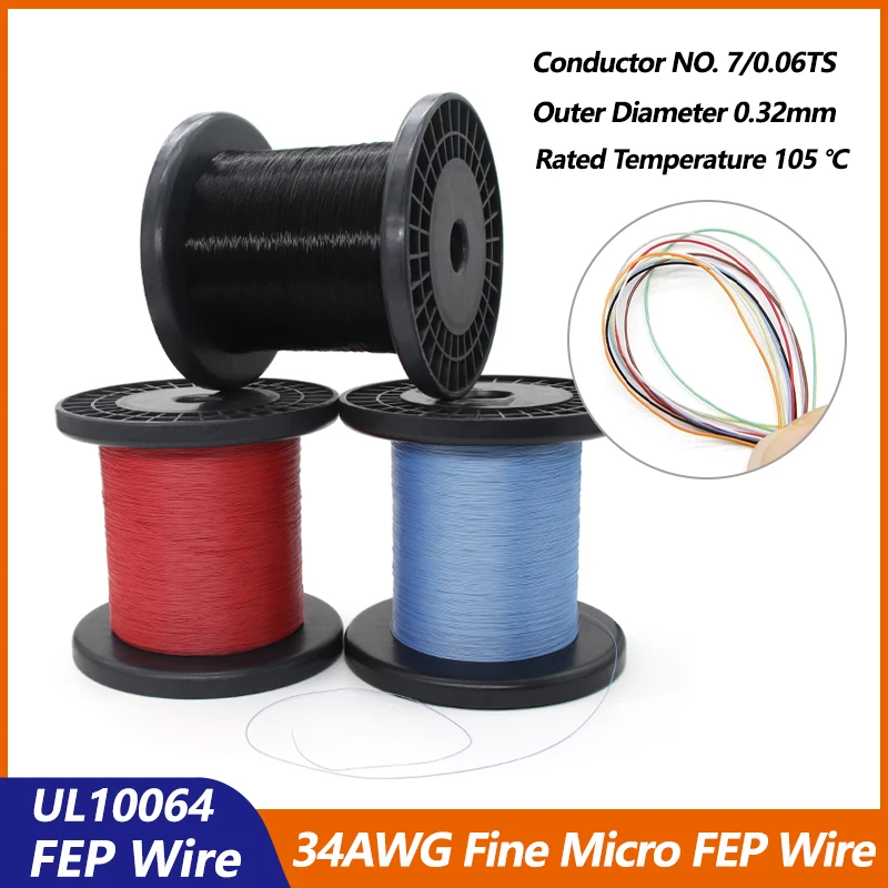 5m - 500m UL10064 FEP Wire 34 AWG PTFE Plastic Ultra Fine Micro Wires Soldering High Conductivity Tinned Copper Electronic Cable
5m - 500m UL10064 FEP Wire 34 AWG PTFE Plastic Ultra Fine Micro Wires Soldering High Conductivity Tinned Copper Electronic Cable