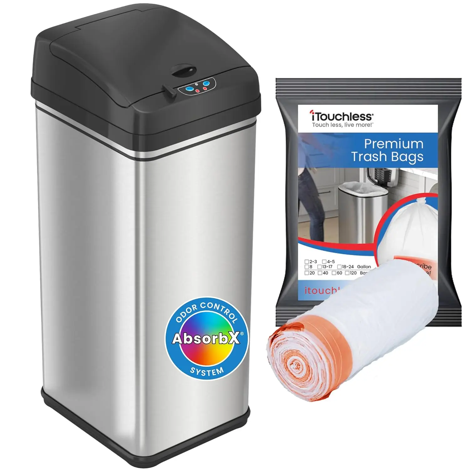 13 Gallon Automatic Trash Can with 10 Trash Bags, Stainless Steel, Big Lid Opening Touchless Sensor Kitchen Garbage Bin
13 Gallon Automatic Trash Can with 10 Trash Bags, Stainless Steel, Big Lid Opening Touchless Sensor Kitchen Garbage Bin
