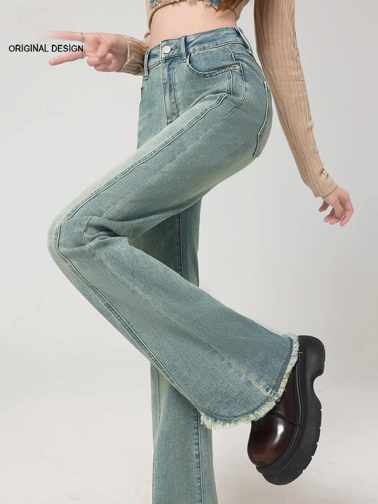 High Waist Slim Fit Bell Bottom Jeans Women's Spring Summer New Style Wear Resistant Cotton Stretch Denim Light Color
High Waist Slim Fit Bell Bottom Jeans Women's Spring Summer New Style Wear Resistant Cotton Stretch Denim Light Color