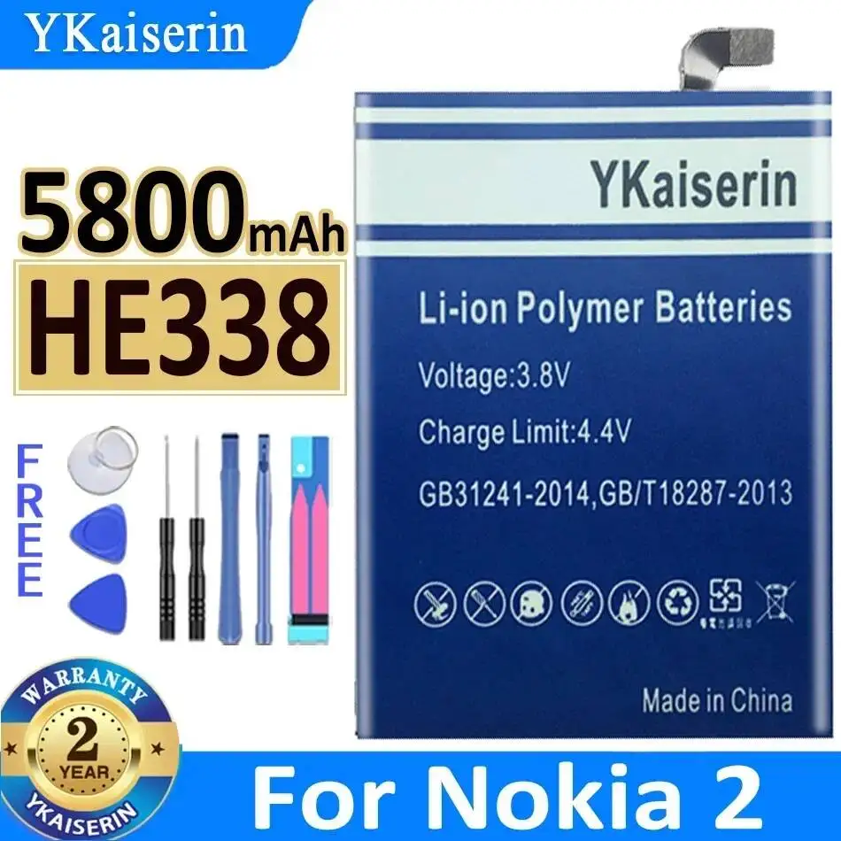 HE338 Mobile Phone Battery Safe Long-Lasting Performance 5800mAh For Nokia 2
HE338 Mobile Phone Battery Safe Long-Lasting Performance 5800mAh For Nokia 2