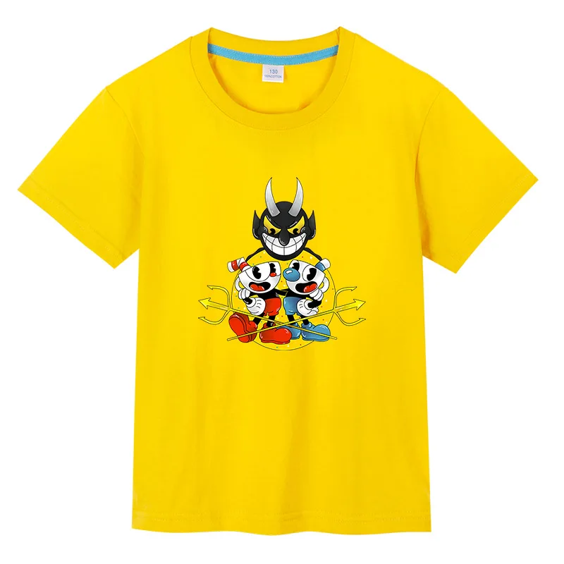 Детская футболка из 100% хлопка Cuphead Mugman, летняя модная футболка для мальчиков, топы, хлопковая одежда с коротким рукавом для девочек, детские футболки
Детская футболка из 100% хлопка Cuphead Mugman, летняя модная футболка для мальчиков, топы, хлопковая одежда с коротким рукавом для девочек, детские футболки