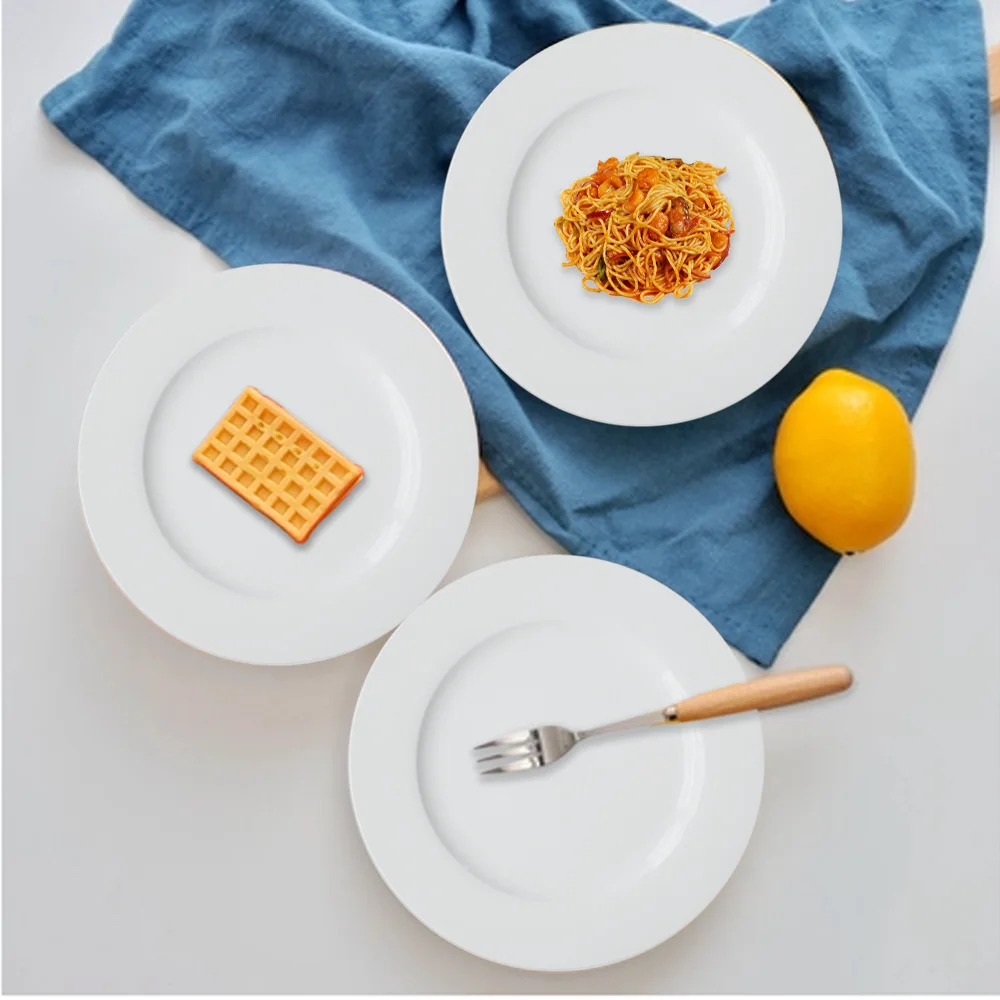 Pure white ceramic plate Fashionable and simple hotel restaurant universal round plate Western Chinese bone china plate
Pure white ceramic plate Fashionable and simple hotel restaurant universal round plate Western Chinese bone china plate