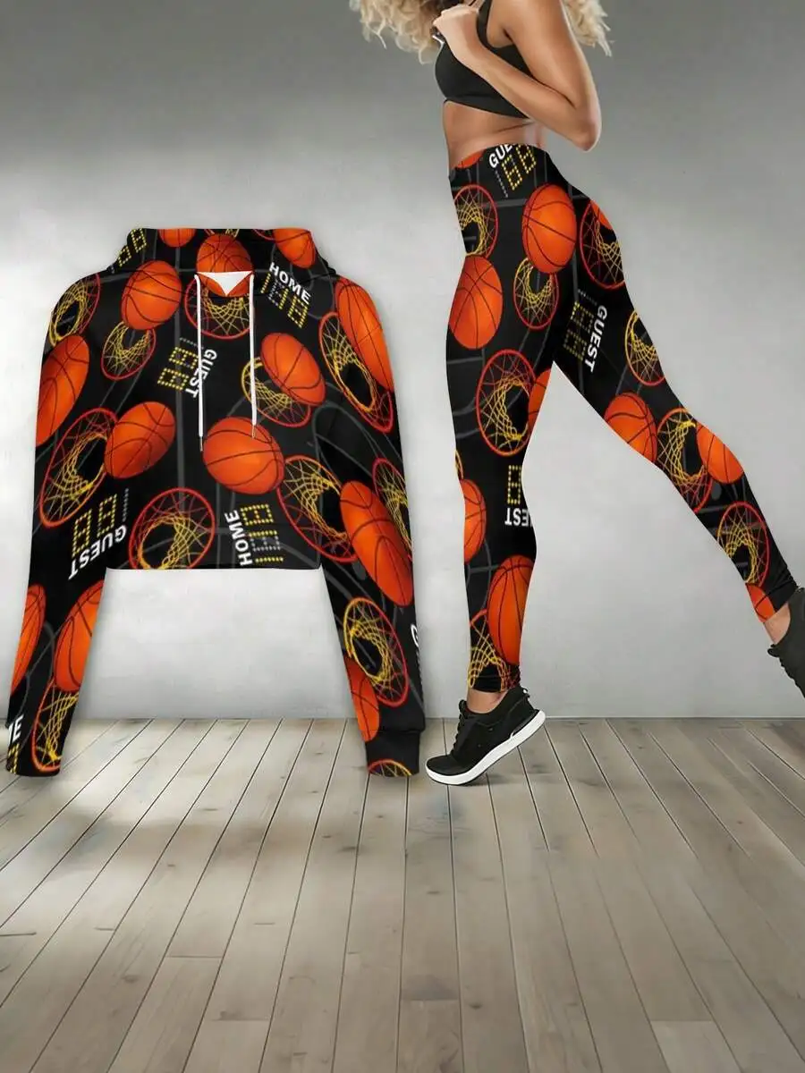 Womens Cropped Hooded Sweatshirt Set Basketball Hoop Pattern Orange Black Casual Sportswear
Womens Cropped Hooded Sweatshirt Set Basketball Hoop Pattern Orange Black Casual Sportswear