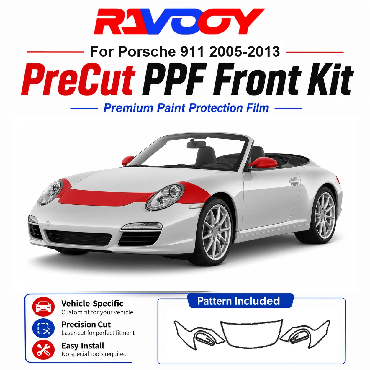 8.5mil TPU Precut PPF Kit For Porsche 911 2005-2013 - Hood, Fenders & Mirror Set - Self-Healing Clear Bra Film
8.5mil TPU Precut PPF Kit For Porsche 911 2005-2013 - Hood, Fenders & Mirror Set - Self-Healing Clear Bra Film