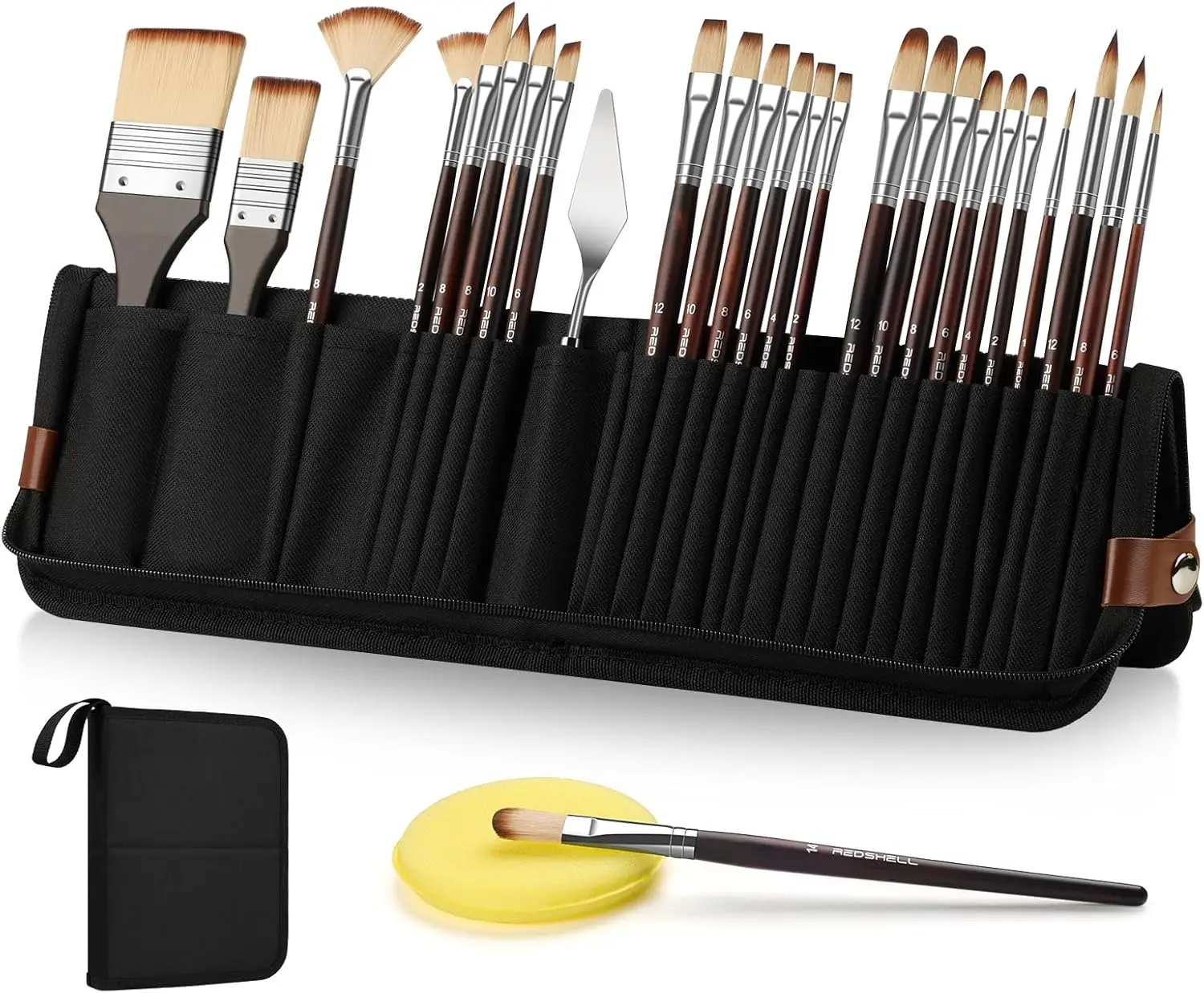 26pcs Paint Brush Set, Travel Watercolor Acrylic Paint Brushes with Flat, Filbert, Fan, Round, Palette Knife, Professional
26pcs Paint Brush Set, Travel Watercolor Acrylic Paint Brushes with Flat, Filbert, Fan, Round, Palette Knife, Professional