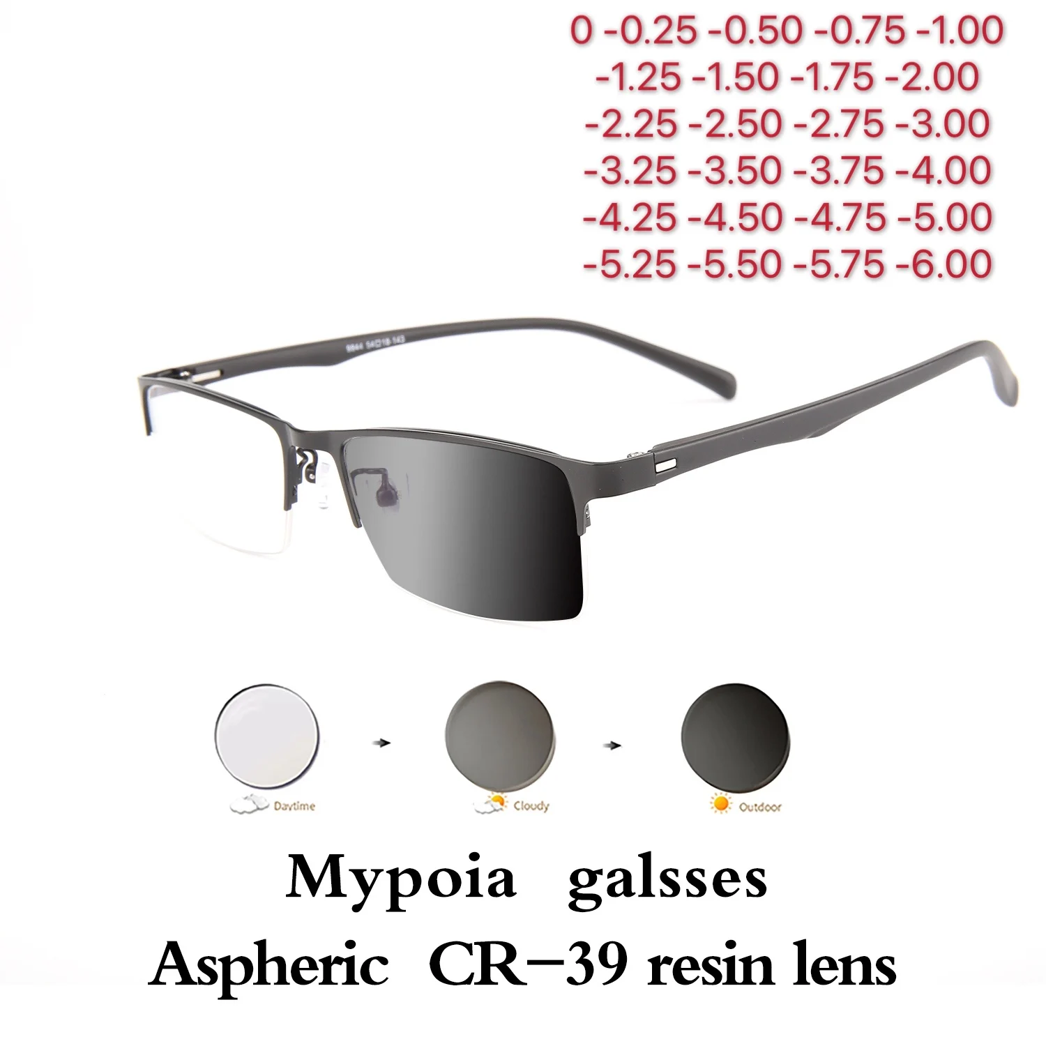 New Sun Photochromic Myopia Eyeglasses Optical Men student Finished Myopia Eyewear prescription Glasses Frame Half Rim -1.0 -6.0
New Sun Photochromic Myopia Eyeglasses Optical Men student Finished Myopia Eyewear prescription Glasses Frame Half Rim -1.0 -6.0