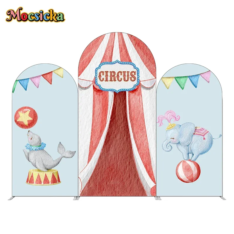 Mocsicka Circus Theme Backdrop 2-Sided Custom Arch Newborn Baby Birthday Carnival Clown Play Show Kids Portrait Background
Mocsicka Circus Theme Backdrop 2-Sided Custom Arch Newborn Baby Birthday Carnival Clown Play Show Kids Portrait Background