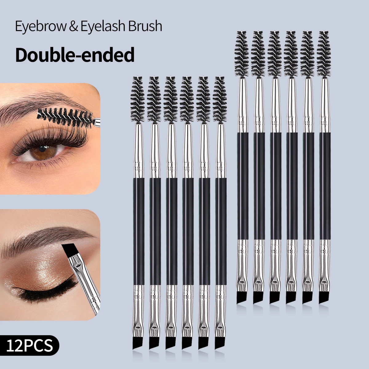 12Pcs Double-ended Eyebrow & Eyelash Brush Set Angled Brow Brush + Spoolie Comb For Eyebrow Defining Lash Grooming Makeup Tool
12Pcs Double-ended Eyebrow & Eyelash Brush Set Angled Brow Brush + Spoolie Comb For Eyebrow Defining Lash Grooming Makeup Tool
