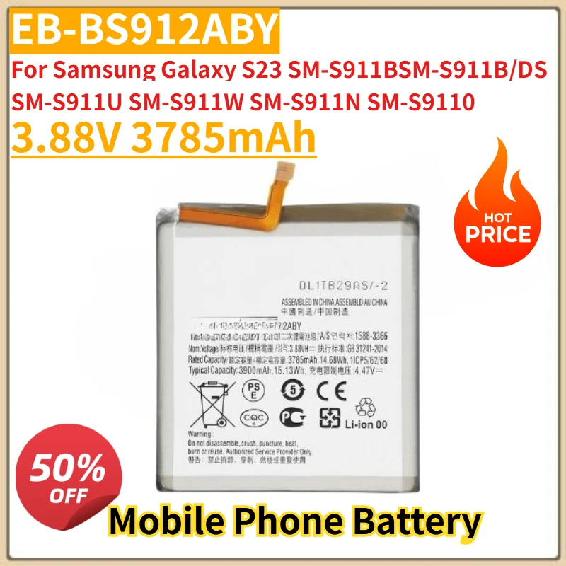 EB-BS912ABY Аккумулятор мобильного телефона 3,88 В 3785 мАч для Samsung Galaxy S23 SM-S911BSM-S911B/DS SM-S911U SM-S911W SM-S911N SM-S9110
EB-BS912ABY Аккумулятор мобильного телефона 3,88 В 3785 мАч для Samsung Galaxy S23 SM-S911BSM-S911B/DS SM-S911U SM-S911W SM-S911N SM-S9110