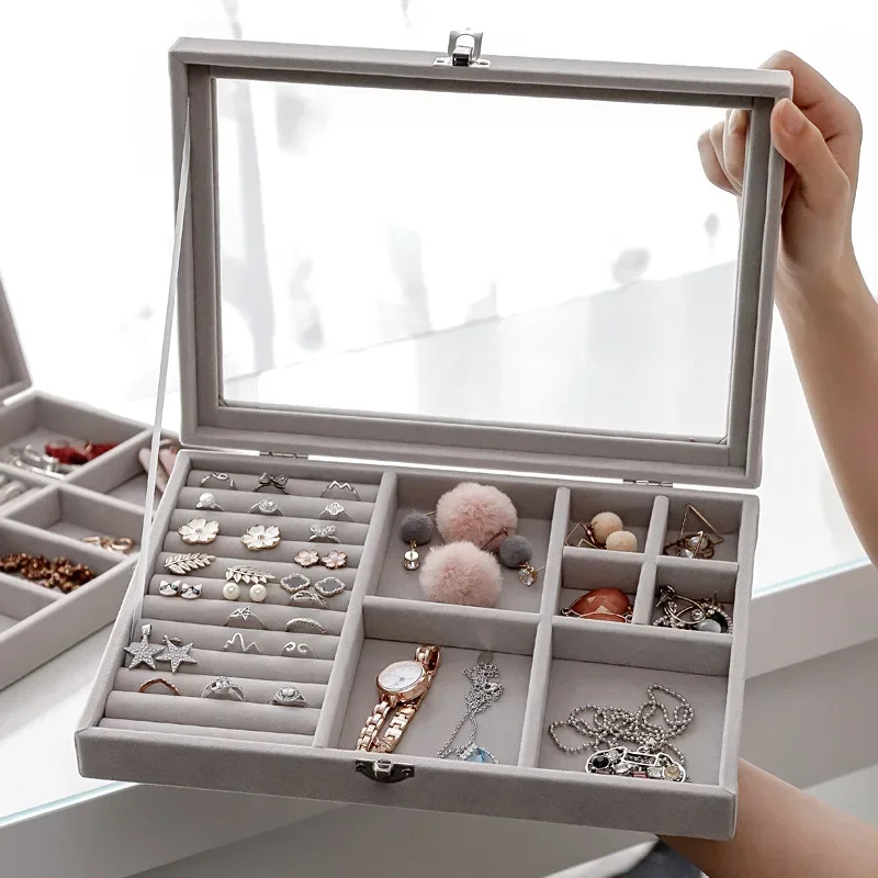 Flannelette Jewelry Box Velvet Glass Ring Earring Jewelry Display Organizer Box Tray Holder Storage Case Sorting Box
Flannelette Jewelry Box Velvet Glass Ring Earring Jewelry Display Organizer Box Tray Holder Storage Case Sorting Box