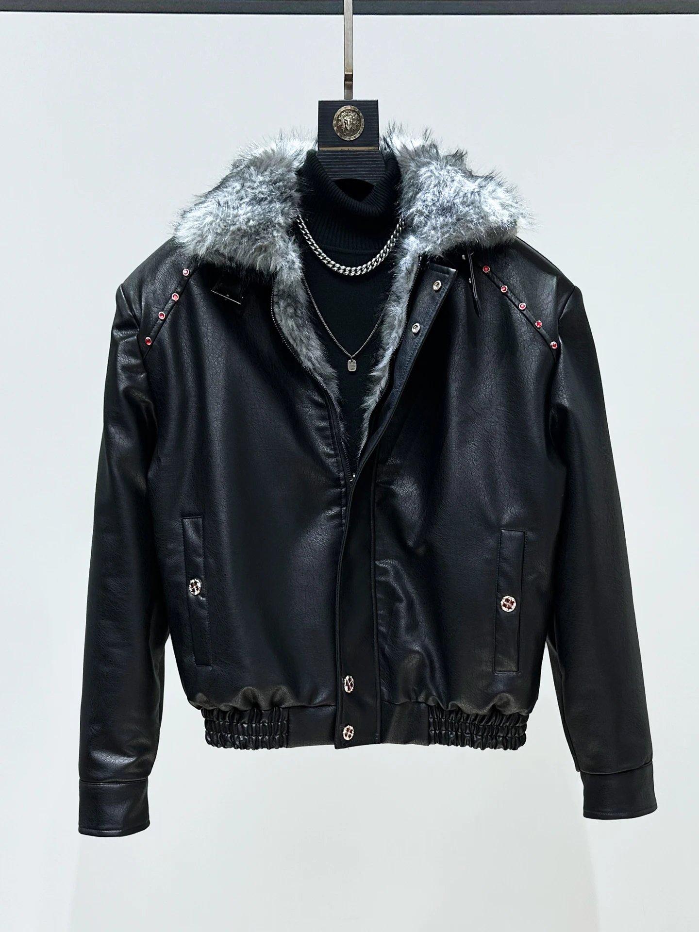 Thiened Faux Leather Jaet Men's ort Sle Warmth Collar Youthful Vitali Casual Faion Winter Coat Zipper Closure
Thiened Faux Leather Jaet Men's ort Sle Warmth Collar Youthful Vitali Casual Faion Winter Coat Zipper Closure
