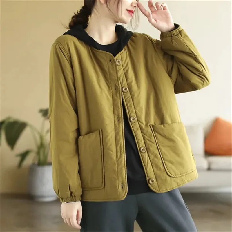 Retro Women Parkas Coat 2023 Winter Cardigan Single-breasted Solid Color Cotton-padded Clothing Warm Fashion Outerwear Female
Retro Women Parkas Coat 2023 Winter Cardigan Single-breasted Solid Color Cotton-padded Clothing Warm Fashion Outerwear Female