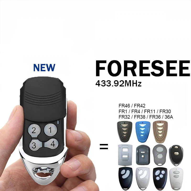 FORESEE FR36A FR36 FR38 FR30 FR11 FR4 FR1 FR46 FR42 Garage Door Remote Control 433.92MHz Rolling Code Remote Control
FORESEE FR36A FR36 FR38 FR30 FR11 FR4 FR1 FR46 FR42 Garage Door Remote Control 433.92MHz Rolling Code Remote Control