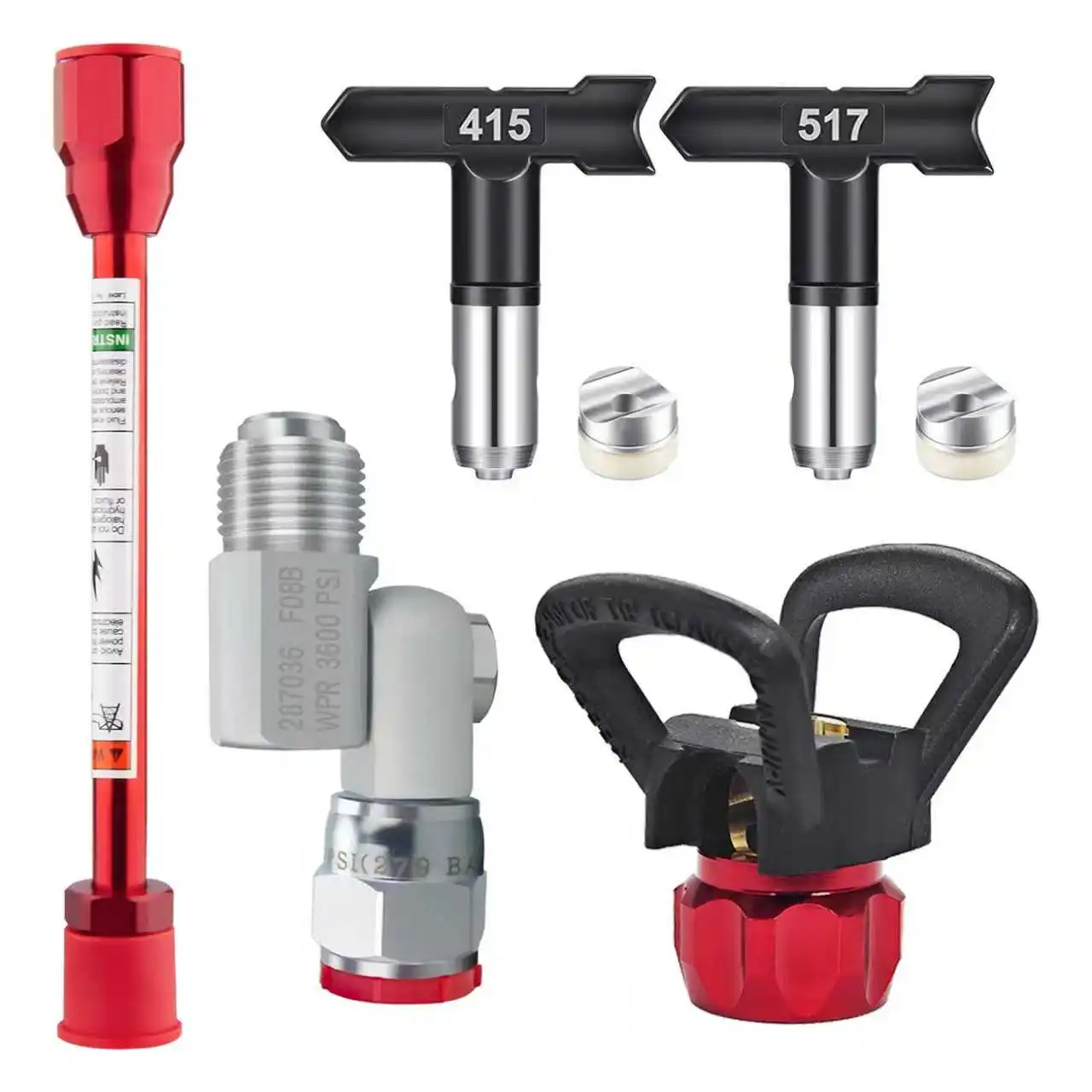 Комплект удлинителей сопла для безвоздушного распылителя, 5 предметов, аксессуары для инструментов для безвоздушного распылителя для украшения дома, (2 черные сопла с шайбами + 1 красная основа + 1 красный удлинитель + 1 универсальная вращающаяся головка)
Комплект удлинителей сопла для безвоздушного распылителя, 5 предметов, аксессуары для инструментов для безвоздушного распылителя для украшения дома, (2 черные сопла с шайбами + 1 красная основа + 1 красный удлинитель + 1 универсальная вращающаяся головка)