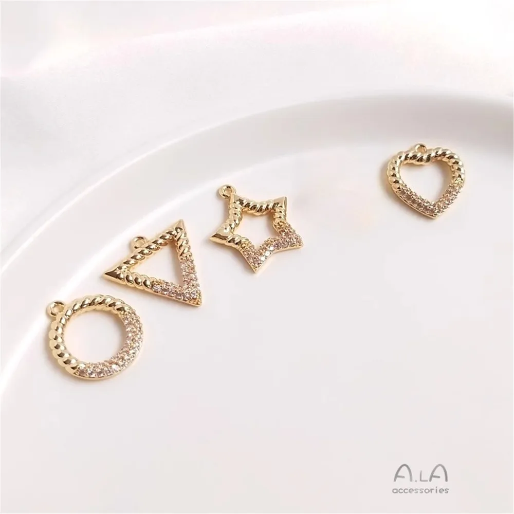 14K Gold Inlaid Zircon Five-pointed Star Heart-shaped Geometric Triangle Round Pendant Diy Pendant Earrings
14K Gold Inlaid Zircon Five-pointed Star Heart-shaped Geometric Triangle Round Pendant Diy Pendant Earrings