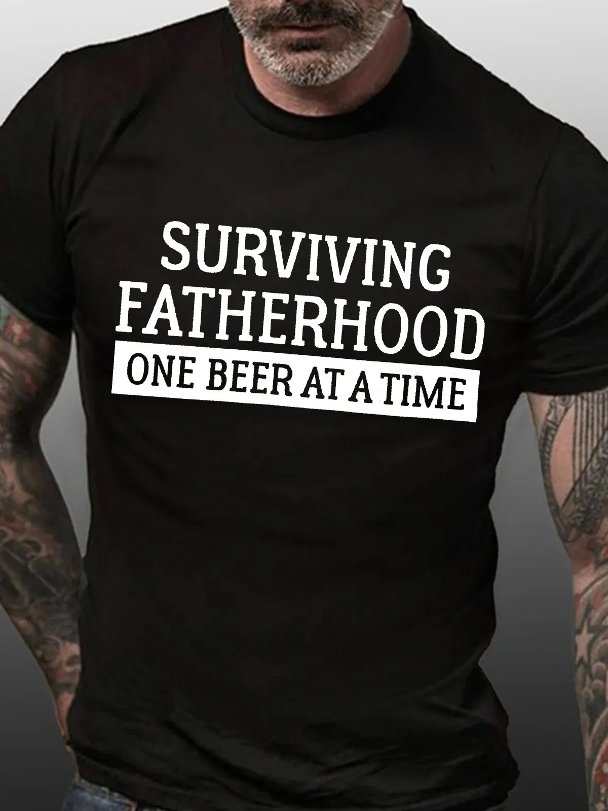 Men's Surviving Fatherhood One Beer At A Time Funny Graphic Print Text Letters Cotton Casual Crew Neck T-Shirt
Men's Surviving Fatherhood One Beer At A Time Funny Graphic Print Text Letters Cotton Casual Crew Neck T-Shirt