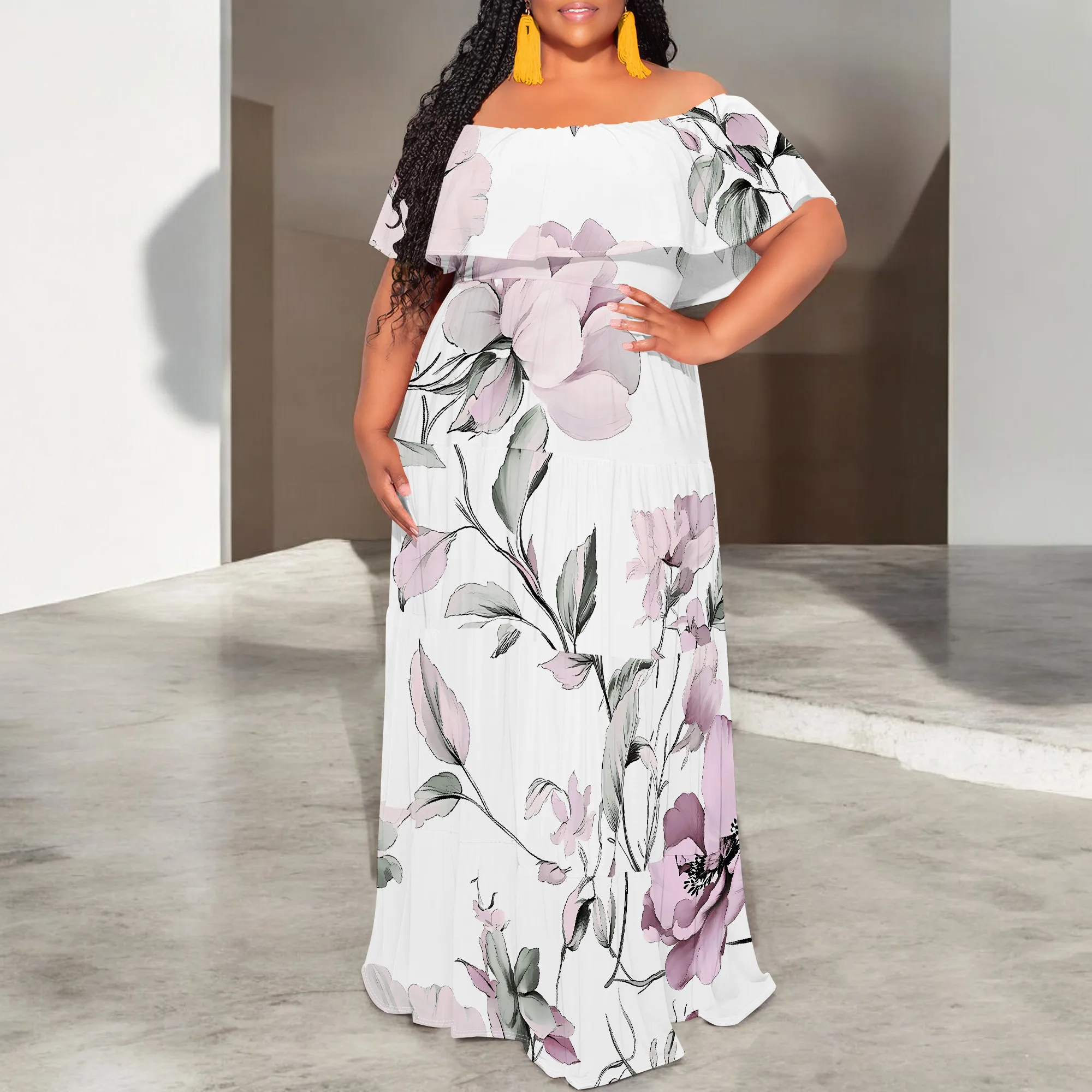 Women's Tight Hips-Wrapped Geometric Off-Shoulder Ruffle Short Sleeve Dress Vibrant Cultural Party Casual Maxi Dress
Women's Tight Hips-Wrapped Geometric Off-Shoulder Ruffle Short Sleeve Dress Vibrant Cultural Party Casual Maxi Dress