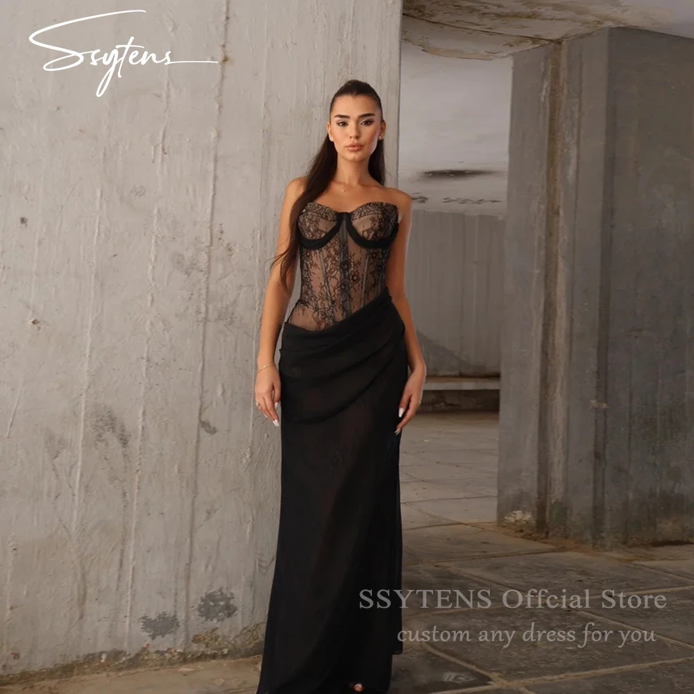 SSYTENS Sexy Black Mermaid Evening Dresses Silk Lace Long Elegant Prom Dresses Sweetheart Customized For Party robe de soirée
SSYTENS Sexy Black Mermaid Evening Dresses Silk Lace Long Elegant Prom Dresses Sweetheart Customized For Party robe de soirée