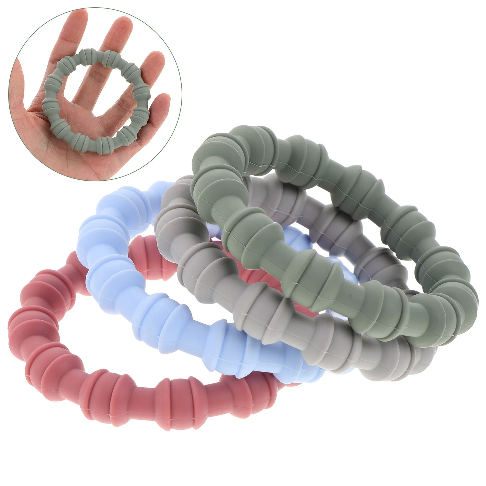4Pcs Silicone Teether Bracelet Baby Chew Rings Soft Wearable Teethers for Infant Toddler Gum Soothing Chewing Training Sensory
4Pcs Silicone Teether Bracelet Baby Chew Rings Soft Wearable Teethers for Infant Toddler Gum Soothing Chewing Training Sensory